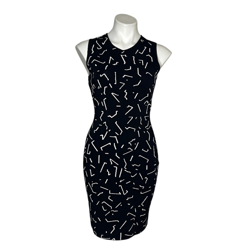 ALEXANDER WANG Black White Dress Bodycon Sheath Geometric Print Fits Size Small